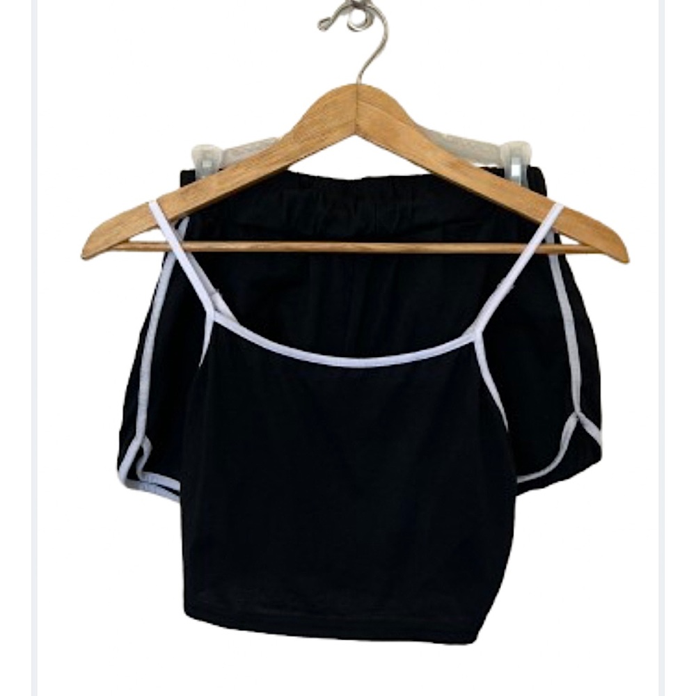 Zaful | Black and White Crop Tank and Shorts Set